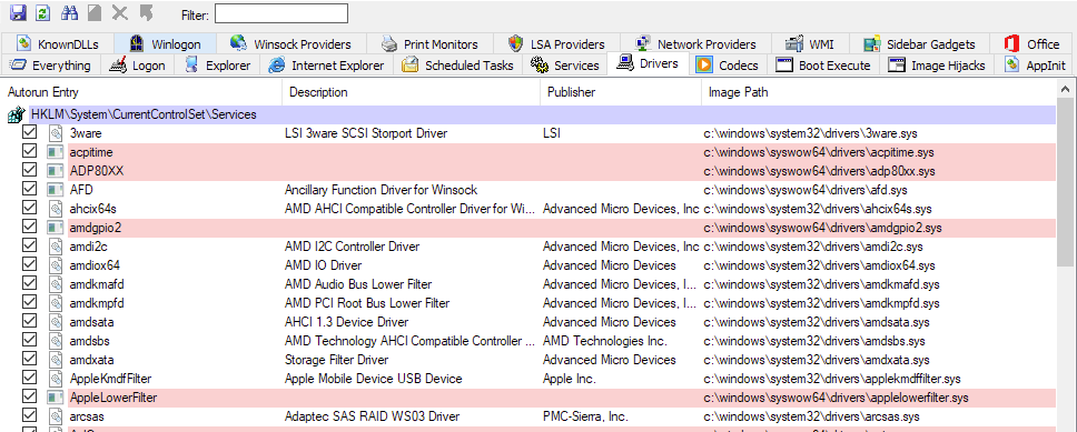 Image showing AutoRuns64.exe interface